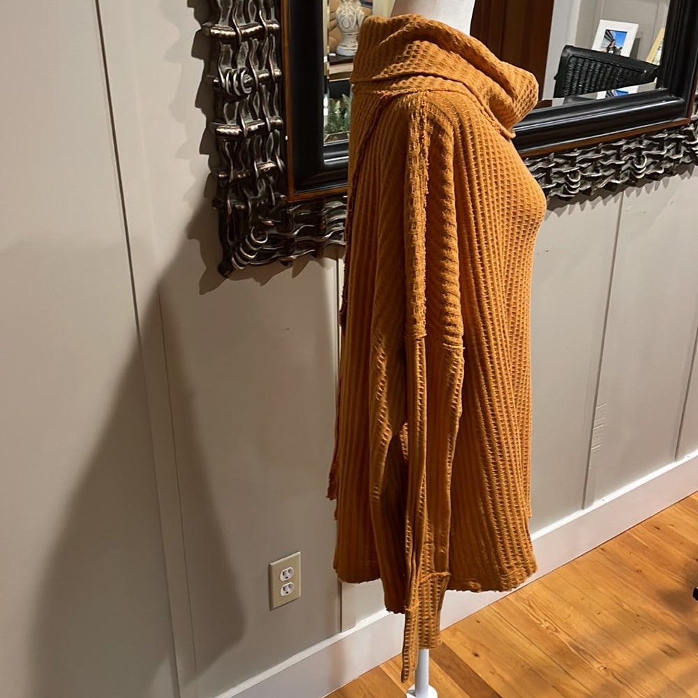 Free People Canyon Moon Waffle Mustard Oversized Surplice Back Top S/M/L/XL NWT - Picture 9 of 16